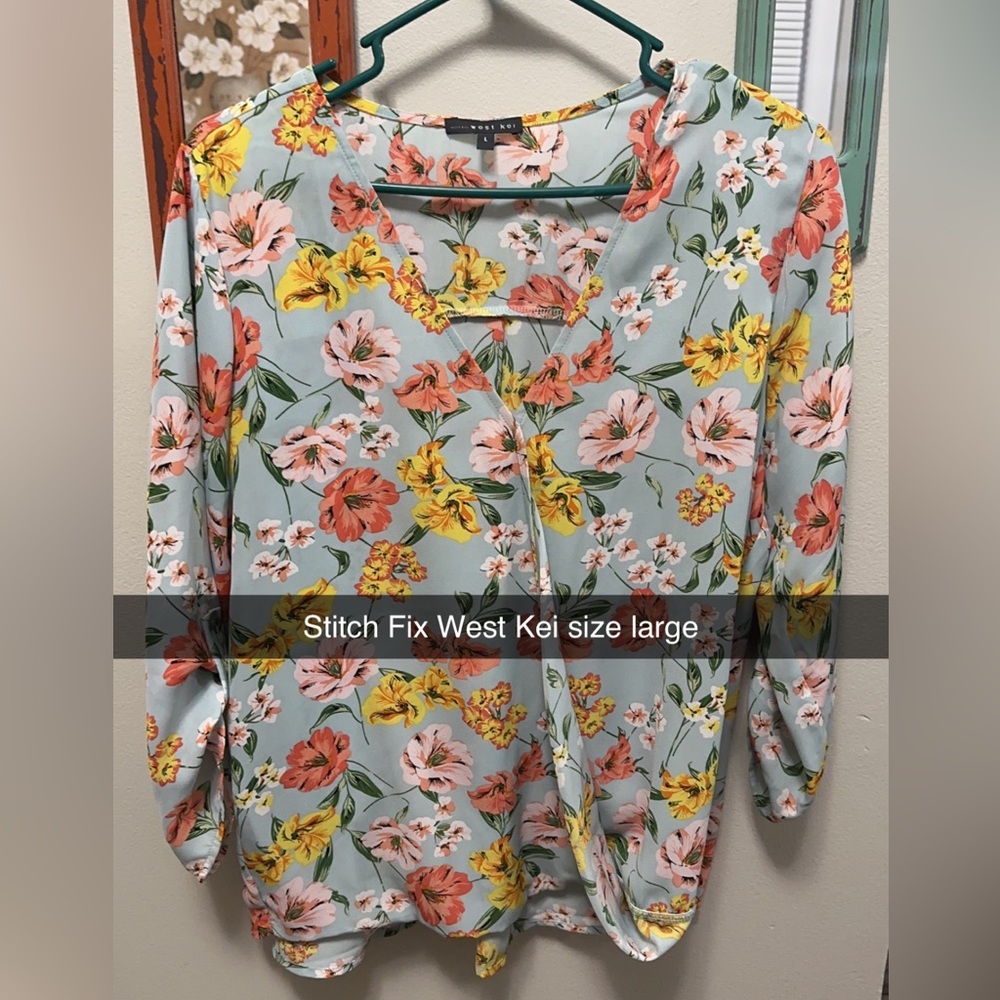 West Kei blouse, light blue multi, large